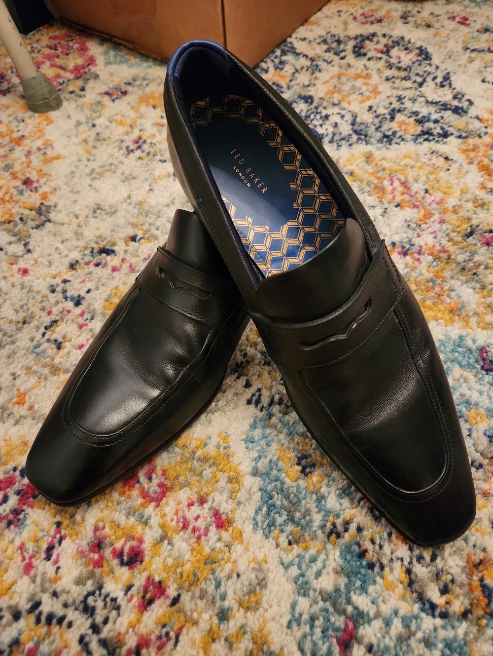 Ted Baker Black Leather Slip-On Gaeleh Loafers Like New